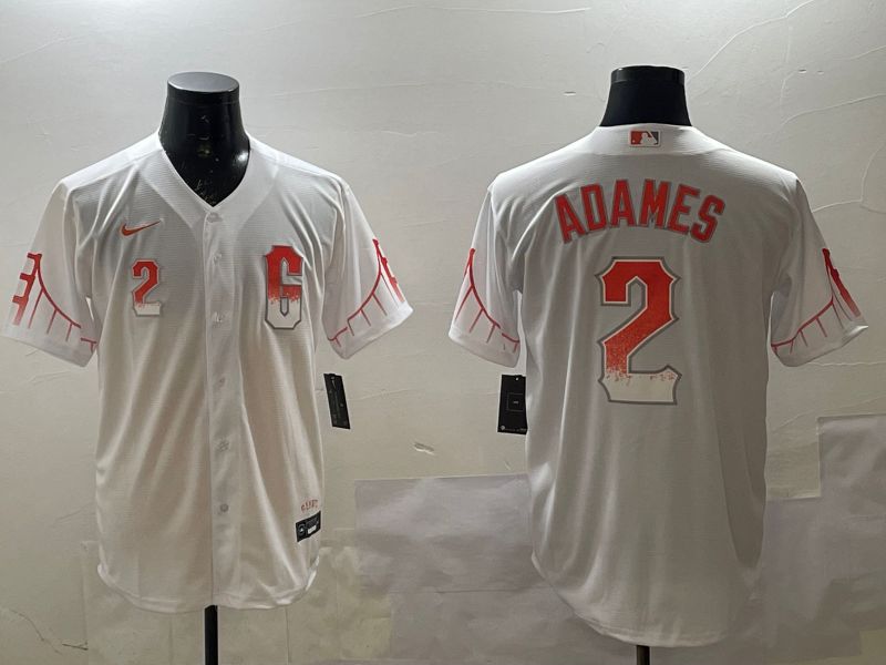Men San Francisco Giants 2 Adames White City Edition Nike 2025 MLB Jersey style 1